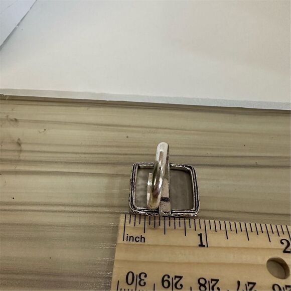 💕 Agitated coral gemstone Ring Square Design Adjustable Ring - Picture 6 of 6